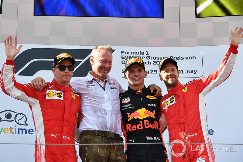 9. GP Austria - Podium: Max Verstappen, Kimi Raikkonen, Sebastian Vettel