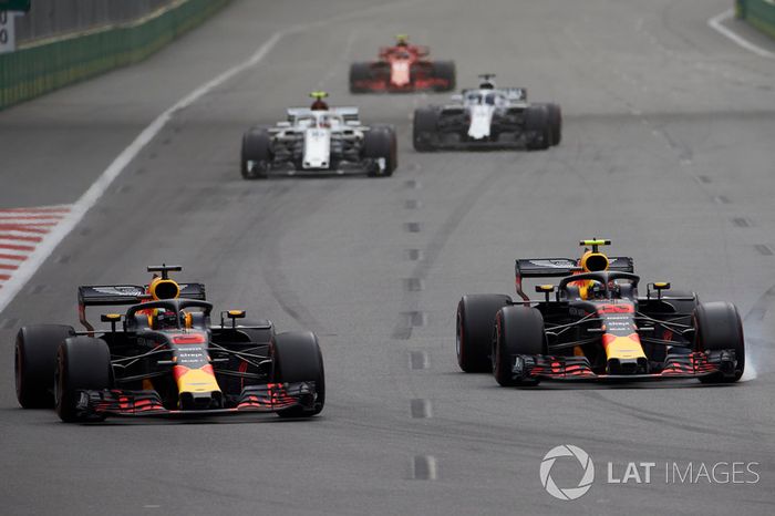 Daniel Ricciardo, Red Bull Racing RB14 Tag Heuer, Max Verstappen, Red Bull Racing RB14 Tag Heuer, Charles Leclerc, Sauber C37 Ferrari, Lance Stroll, Williams FW41 Mercedes