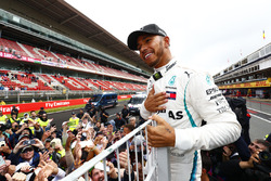 Lewis Hamilton, Mercedes AMG F1, 1st position, celebrates with fans
