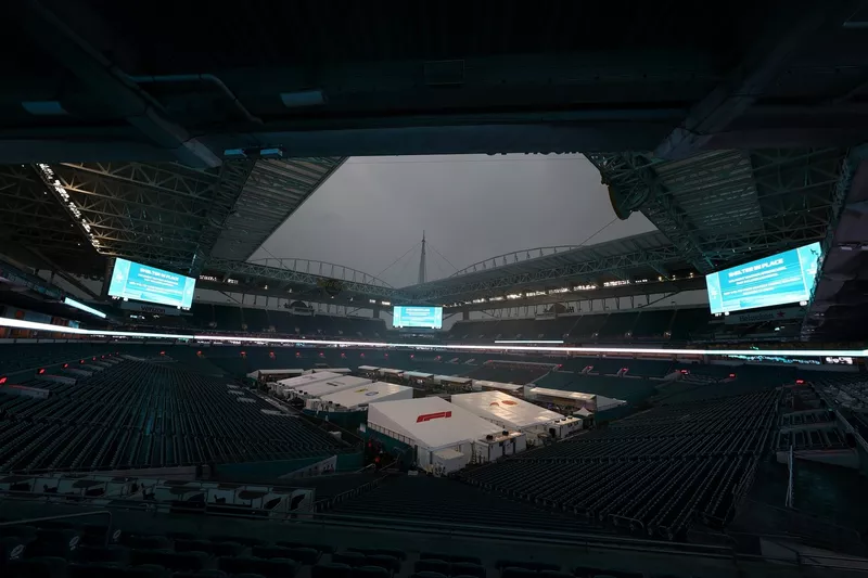 Rain at the Hard Rock Stadium