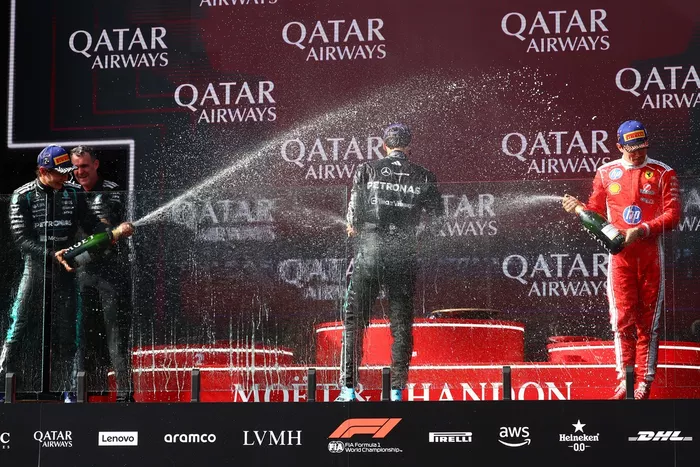 Charles Leclerc, Ferrari, George Russell, Mercedes, Andrea Kimi Antonelli, Mercedes