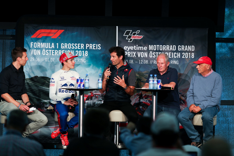 Marc Marquez, Mark Webber, Dr. Helmut Marko, dan Niki Lauda