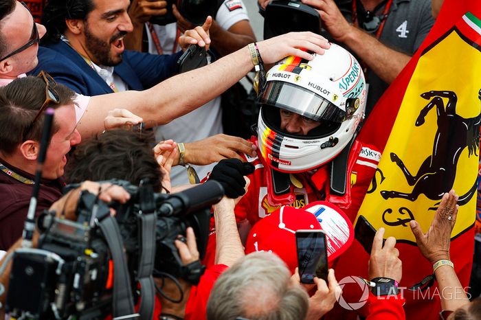 Sebastian Vettel, Ferrari, celebra el triunfo en el GP de Canadá 2018