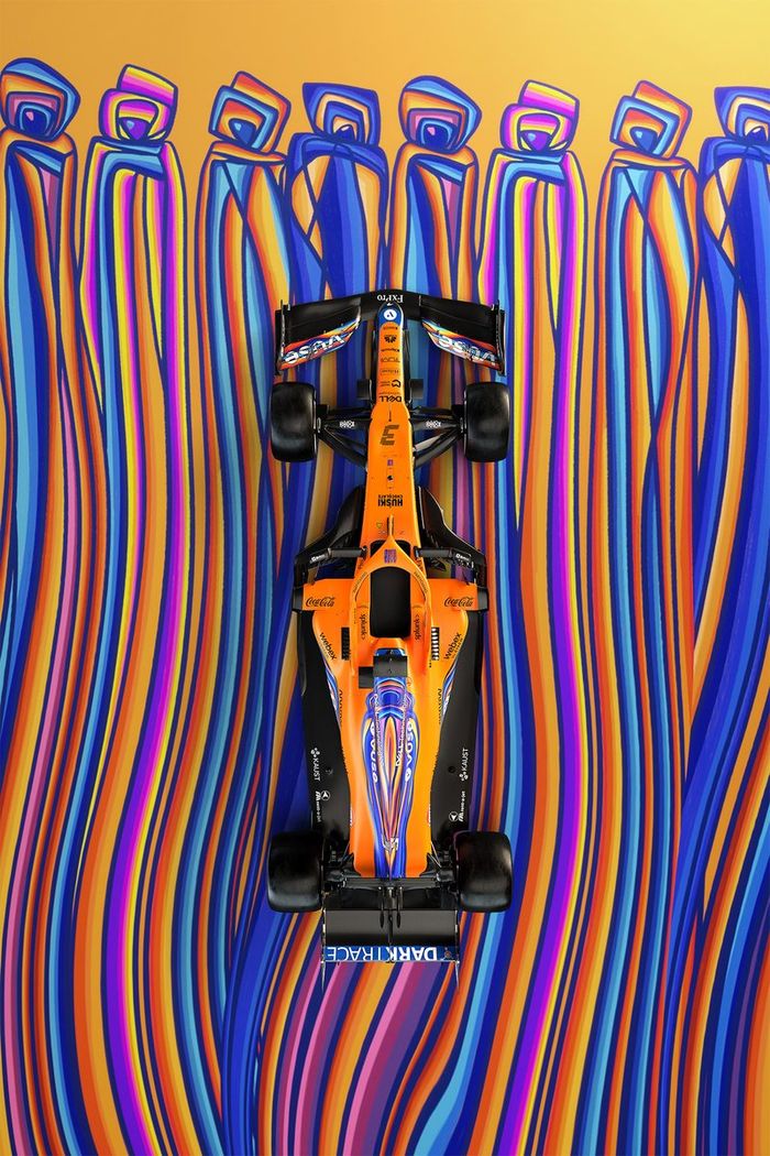 Decoración del McLaren MCL35M en el GP de Abu Dhabi
