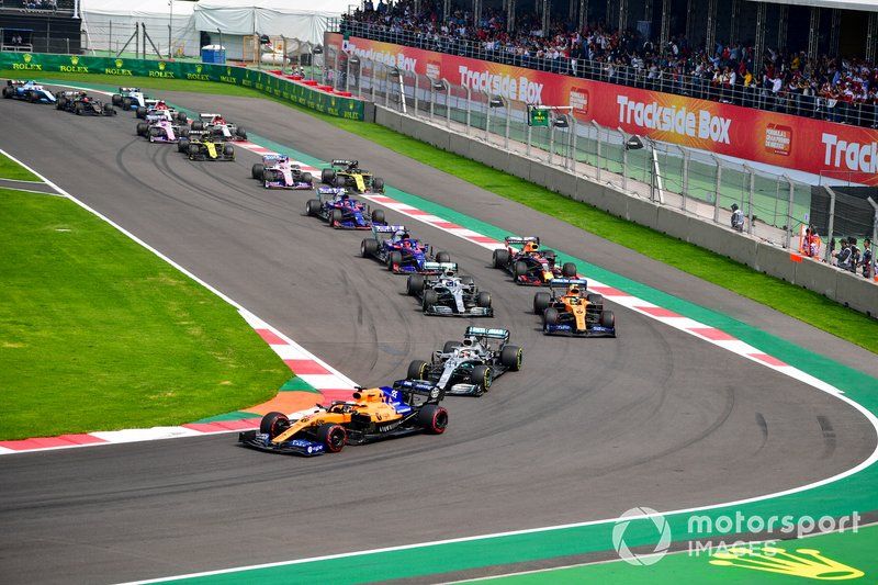 Carlos Sainz Jr., McLaren MCL34 Lewis Hamilton, Mercedes AMG F1 W10, Lando Norris, McLaren MCL34, Valtteri Bottas, Mercedes AMG W10 