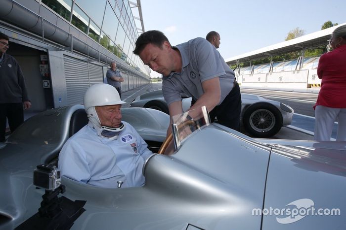 Lewis Hamilton y Sir Stirling Moss en Monza