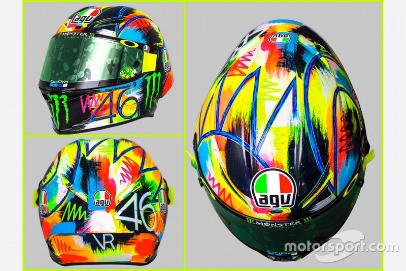 Valentino Rossi, Yamaha Factory Racing, casco pretemporada 2019