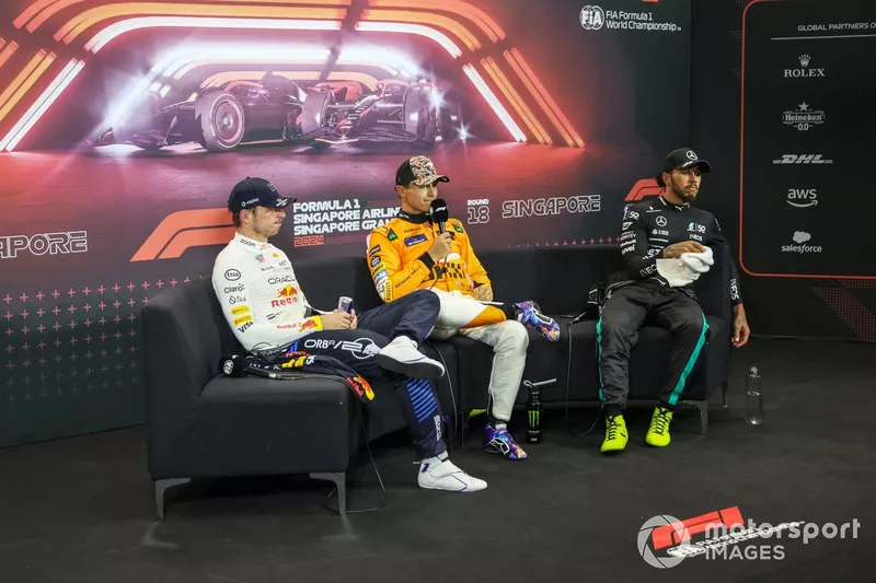 Max Verstappen, Red Bull Racing, pole man Lando Norris, McLaren F1 Team, Lewis Hamilton, Mercedes-AMG F1 Team