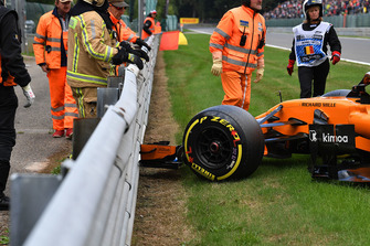 La monoplace de Stoffel Vandoorne, McLaren MCL33 après son accident