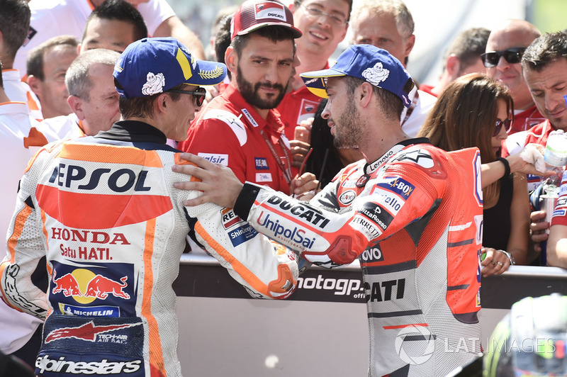 Il secondo classificato Marc Marquez, Repsol Honda Team, il terzo classificato Andrea Dovizioso, Ducati Team