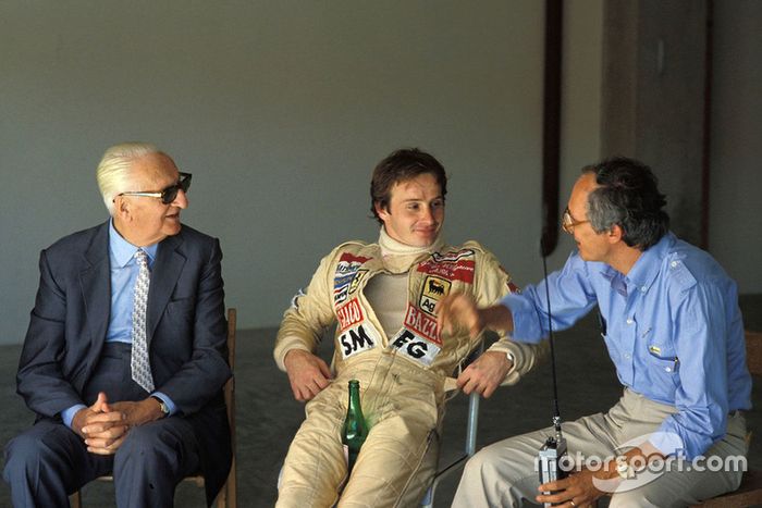 Enzo Ferrari, Gilles Villeneuve, Ferrari y Roberto Nosetto