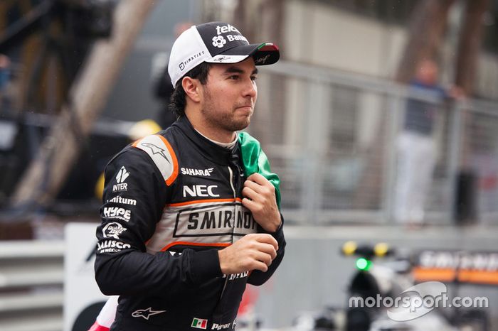 Sergio Pérez, Sahara Force India F1 celebra su tercer puesto en el podio