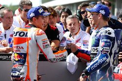 Pole, Marc Márquez, Repsol Honda Team with segundo, Jorge Lorenzo, Yamaha Factory Racing en parc fer