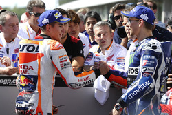 Il poleman Marc Marquez, Repsol Honda Team con il secondo qualificato Jorge Lorenzo, Yamaha Factory