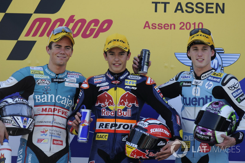 Podium: 1. Marc Márquez, 2. Nico Terol, 3. Pol Espargaró