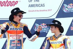 Podium: ganador, Marc Márquez, Repsol Honda Team, tercero, Dani Pedrosa, Repsol Honda Team