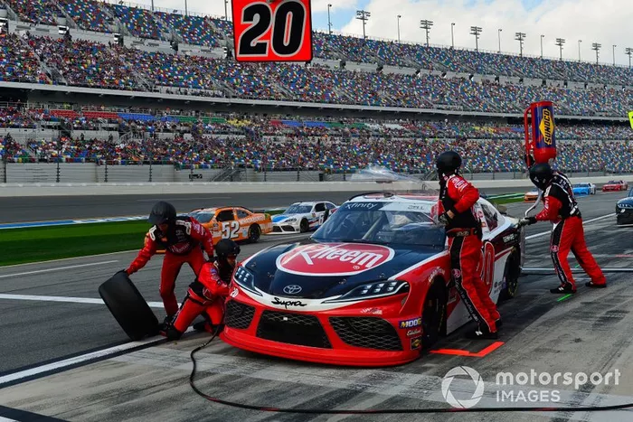 Christopher Bell, Joe Gibbs Racing, Toyota Supra Rheem makes a pit stop, Sunoco 