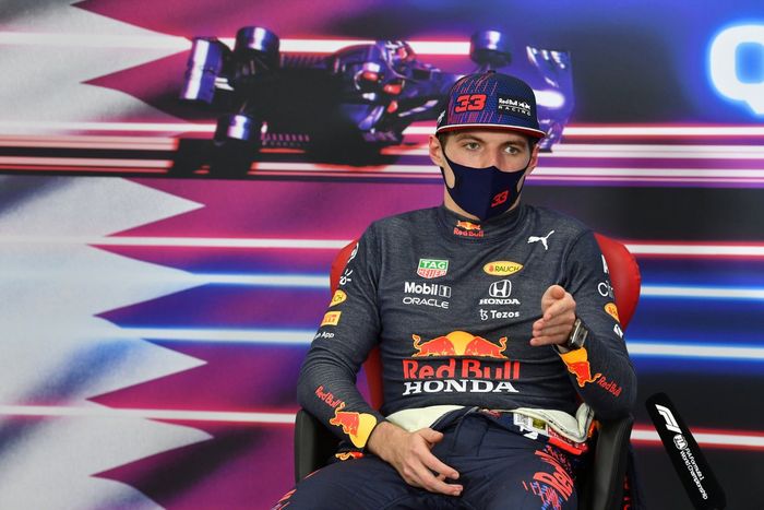Max Verstappen, Red Bull Racing, segundo clasificado, en rueda de prensa