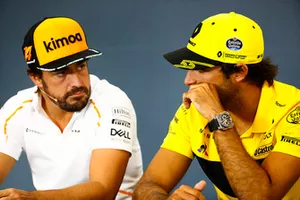 Fernando Alonso, McLaren, and Carlos Sainz Jr., Renault Sport F1 Team, in the Thursday press conference