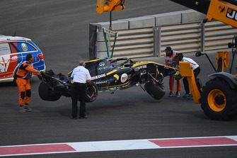 Crash voor Nico Hulkenberg, Renault Sport F1 Team R.S. 18