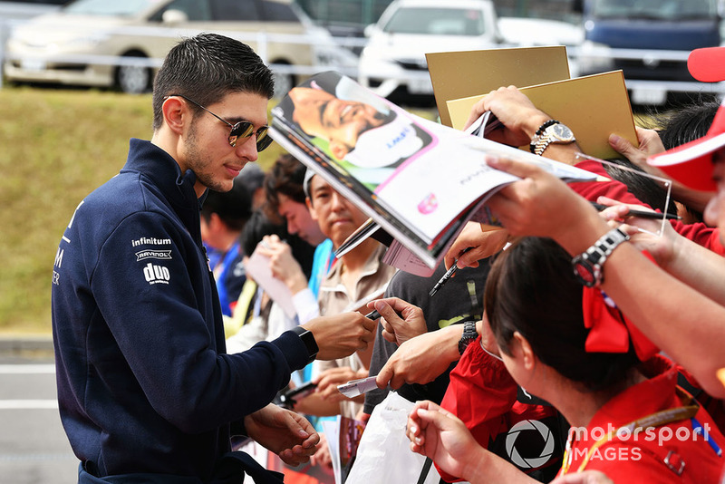 Esteban Ocon, Racing Point Force India F1 Team signs autographs for the fans