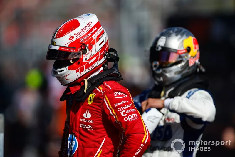 Charles Leclerc, Scuderia Ferrari, au Parc Ferme après les qualifications