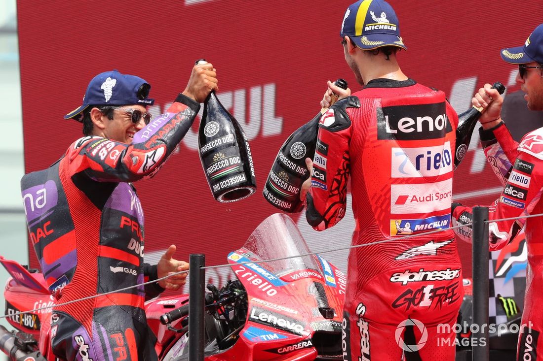 Francesco Bagnaia, Equipo Ducati, Jorge Martín, Pramac Racing, Enea Bastianini, Equipo Ducati