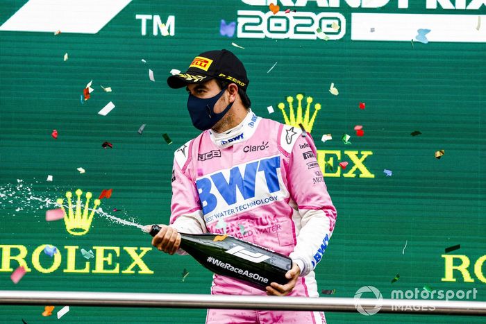 Podio: segundo lugar Sergio Pérez, Racing Point