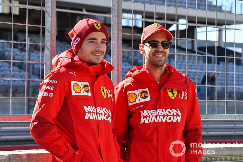 Charles Leclerc, Ferrari, and Sebastian Vettel, Ferrari 