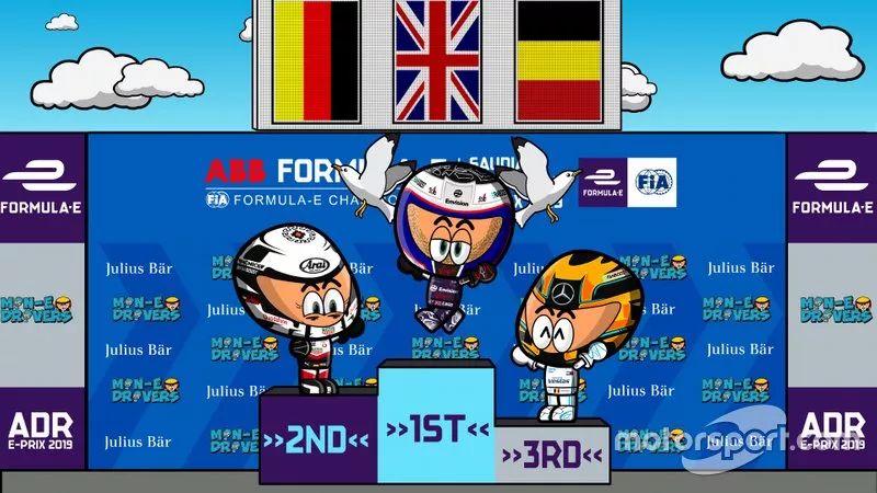 Podio carrera 1 Eprix de Ad Diriyah, por MiniEDrivers 