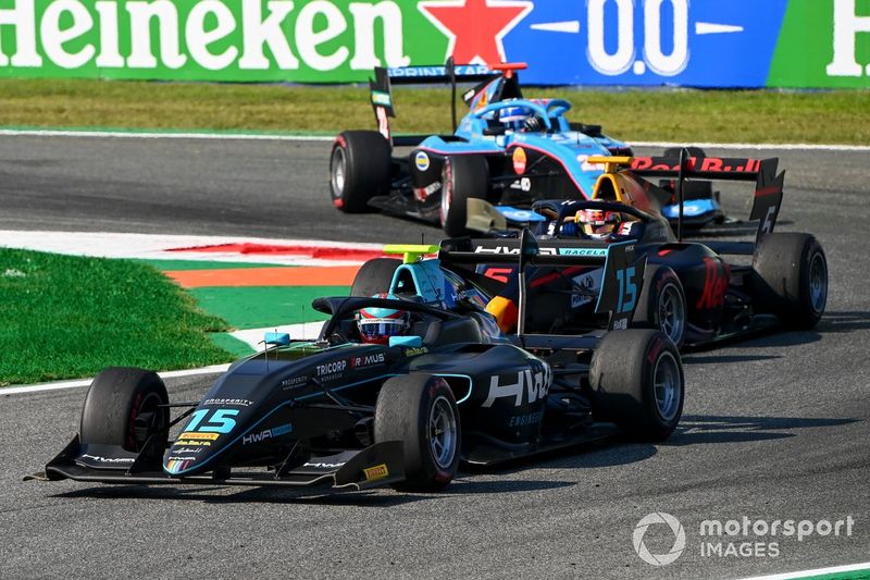 Jake Hughes, HWA Racelab, Liam Lawson, Hitech Grand Prix y Matteo Nannini, Jenzer Motorsport 