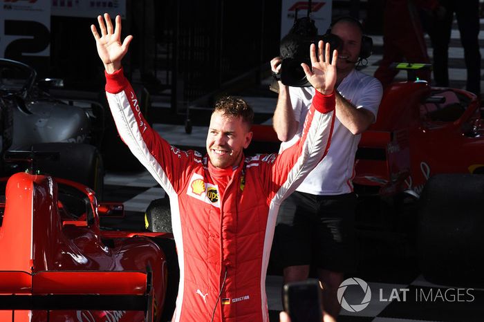Ganador de la carrera Sebastian Vettel, Ferrari