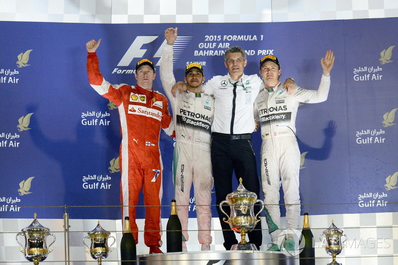 2015: 1. Lewis Hamilton, 2. Kimi Räikkönen, 3. Nico Rosberg