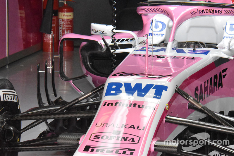 Force India VJM11 in the garage