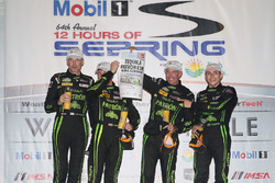 Overall podium: winners Johannes van Overbeek, Scott Sharp, Ed Brown, Pipo Derani, ESM Racing