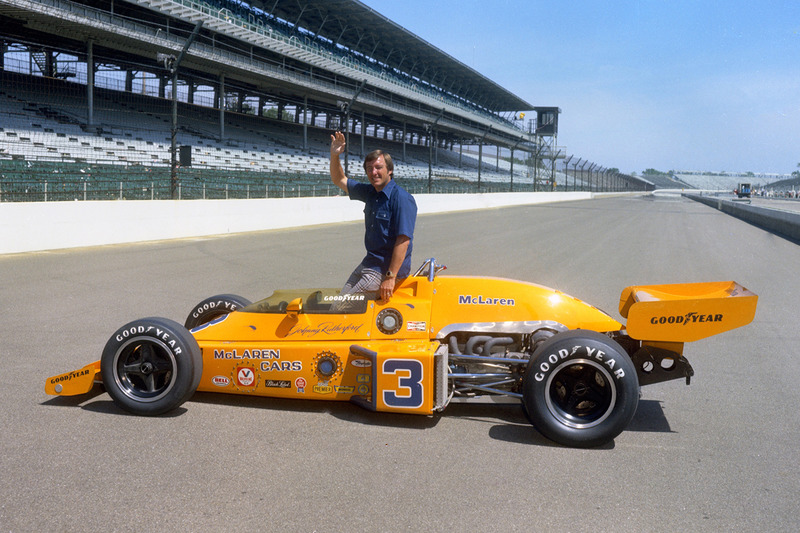 Well, the classic McLaren papaya orange had to be featured, didn't it? Here's Johnny Rutherford the day after winning the 1974 Indianapolis 500. 