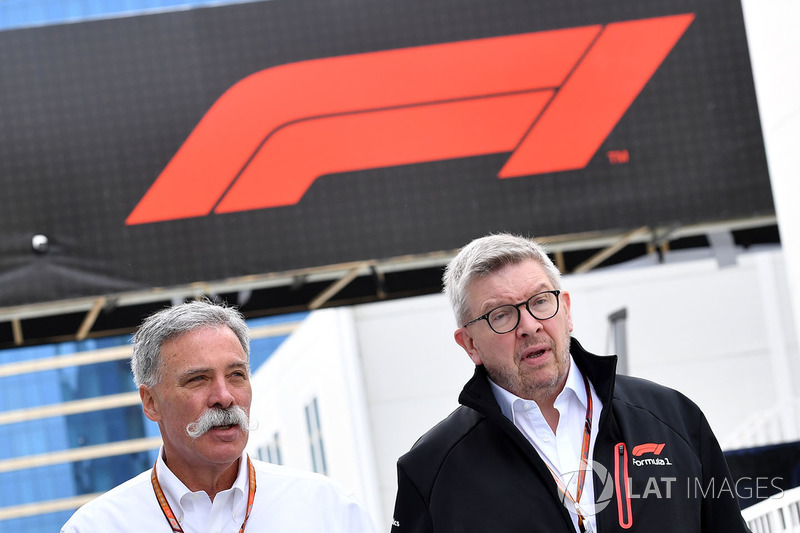 Chase Carey, Chief Executive Officer and Executive Chairman of the Formula One Group dan Ross Brawn, Formula One Managing Director of Motorsports