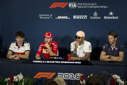 Charles Leclerc, Sauber, Sebastian Vettel, Ferrari, Lewis Hamilton, Mercedes-AMG F1 and Romain Grosjean, Haas F1 in the Press Conference