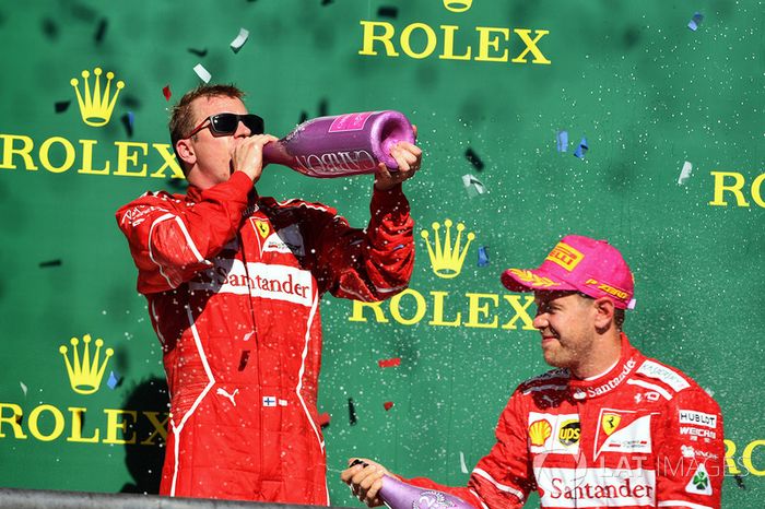 Segundo, Sebastian Vettel, Ferrari y Kimi Raikkonen, Ferrari