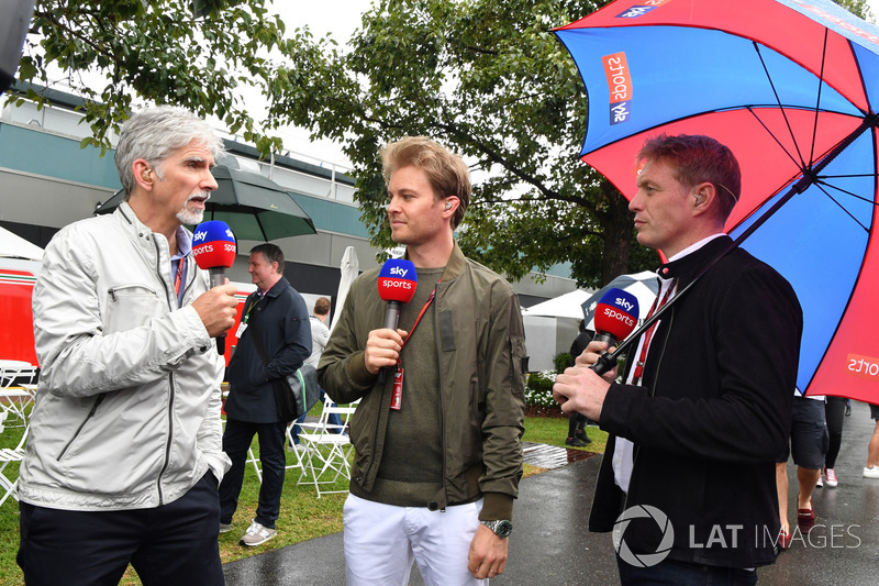 Damon Hill, Sky TV, Nico Rosberg, ambassadeur de Mercedes et Simon Lazenby, Sky TV