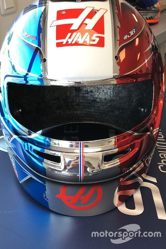 Speciale helm van Romain Grosjean voor de Grand Prix van Frankrijk