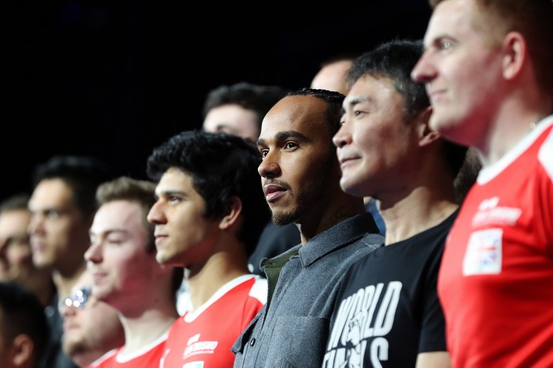 Lewis Hamilton and Kazunori Yamauchi 