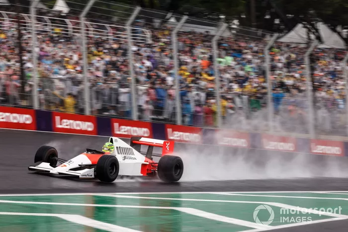 Lewis Hamilton drives Ayrton Senna's McLaren MP4/5B