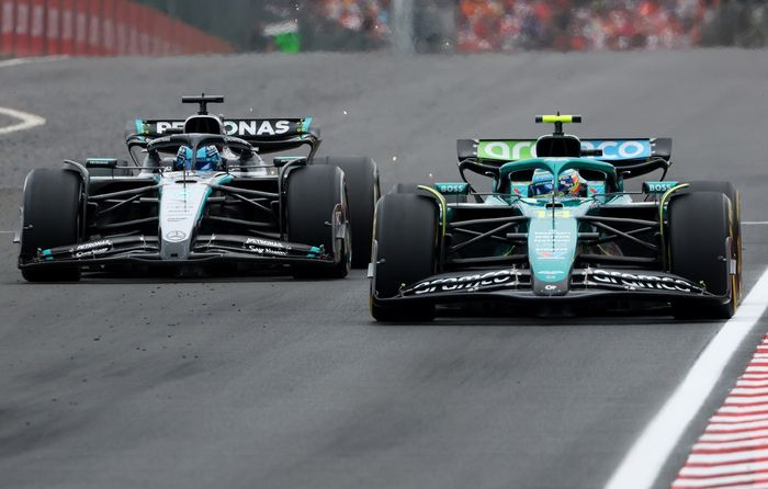 George Russell, Mercedes, Fernando Alonso, Aston Martin Racing