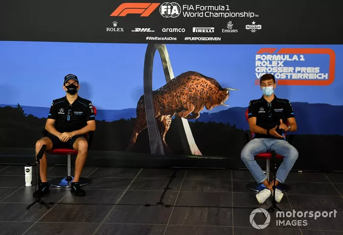 Nicholas Latifi e George Russell na coletiva