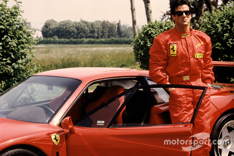 Ferrari F40 con Sylvester Stallone a Fiorano nel 1990