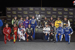 The 16 Playoff drivers with the Monster Energy Cup Series Trophy