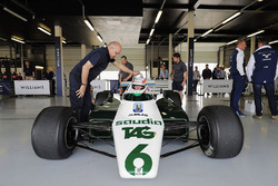 Martin Brundle in the cockpit of a six-wheeled Williams FW08