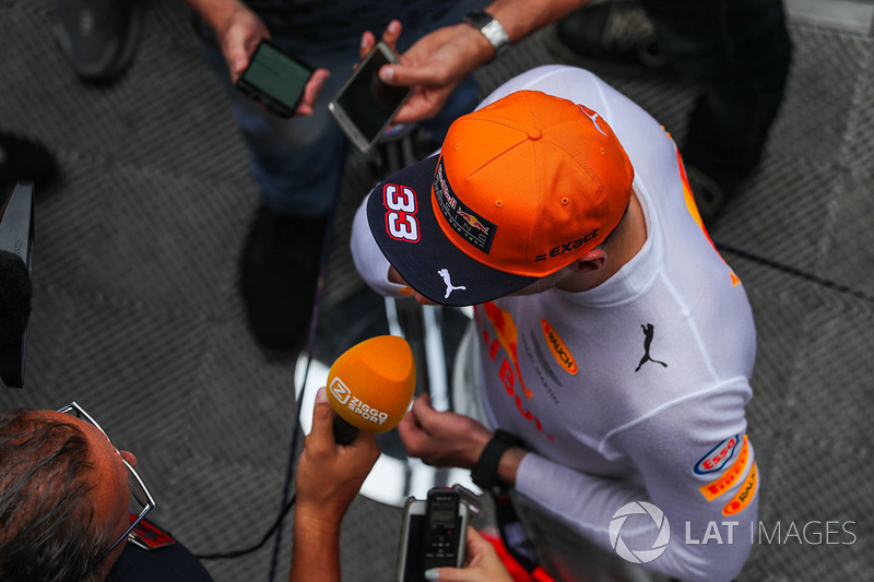 Max Verstappen, Red Bull Racing talks to the media