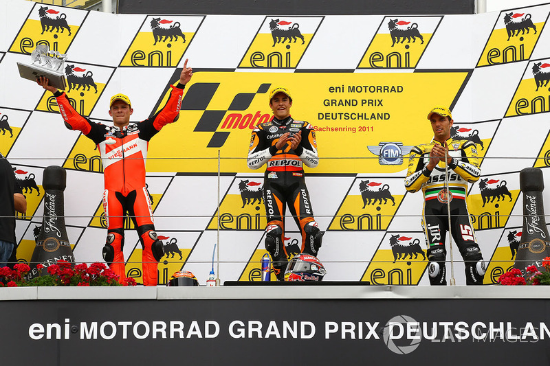 Podium: 1. Marc Marquez; 2. Stefan Bradl; 3. Alex de Angelis